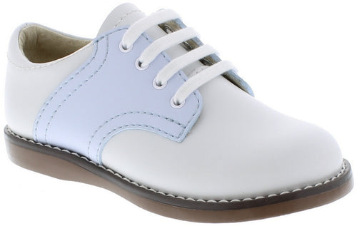 FOOTMATES CHEER SADDLE OXFORDS, WHITE/LIGHT BLUE #21612