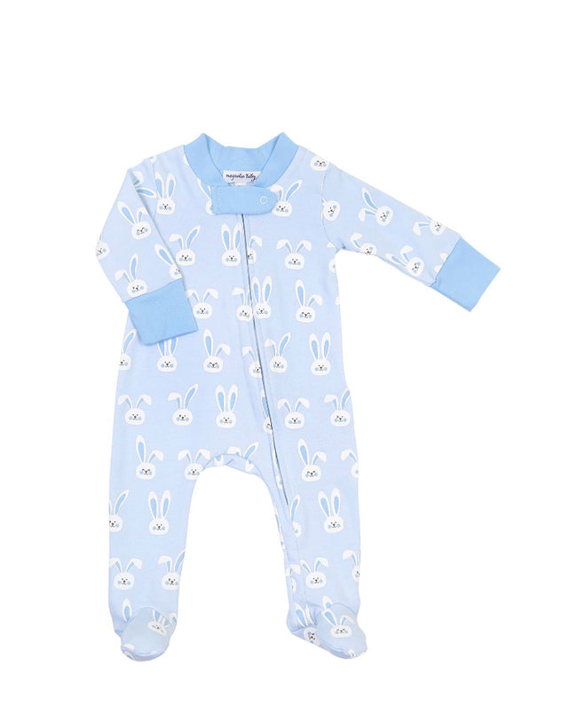 LONG SLEEVE ZIPPERED BUNNY PAJAMA IN PINK OR BLUE