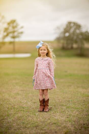 ANNA MARIE PINK FLORAL AQUA DRESS  BY THE OAKS