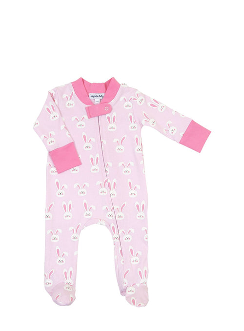 LONG SLEEVE ZIPPERED BUNNY PAJAMA IN PINK OR BLUE