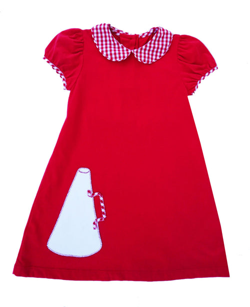 RED KNIT MEGAPHONE CHEER DRESS BY LULLABY SET #1924R
