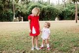 RED KNIT MEGAPHONE CHEER DRESS BY LULLABY SET #1924R