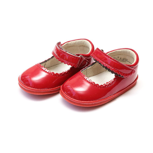 CARA SCALLOPED LEATHER MARY JANE IN RED PATENT #19202R