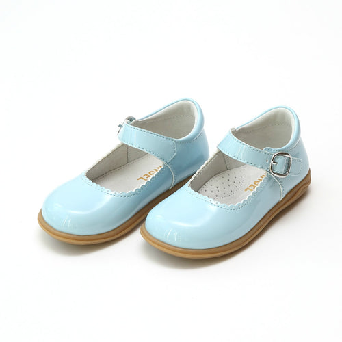 CHLOE CLASSIC SCALLOPED MARY JANE IN SKY BLUE PATENT LEATHER