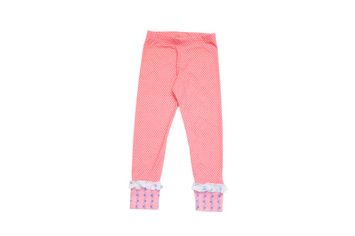 PINK FLORAL CONTRAST DOT ANKLE LEGGING BY BE GIRL