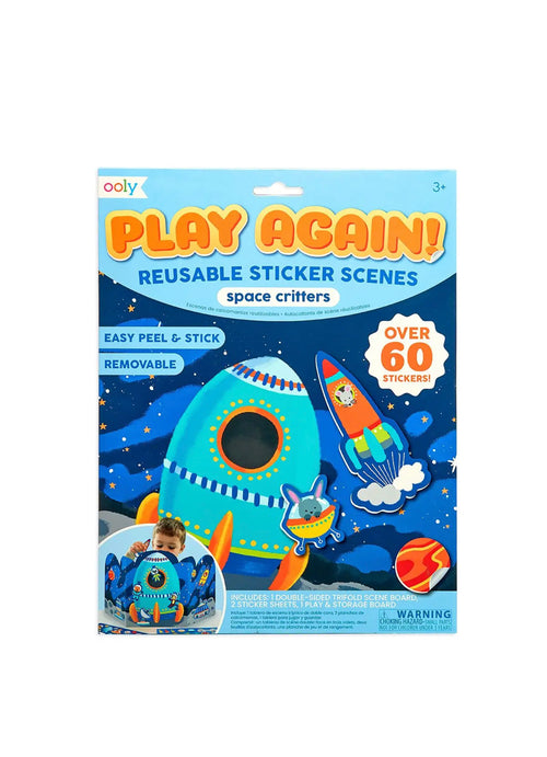 PLAY AGAIN!  REUSABLE STICKER SCENES:  SPACE CRITTERS