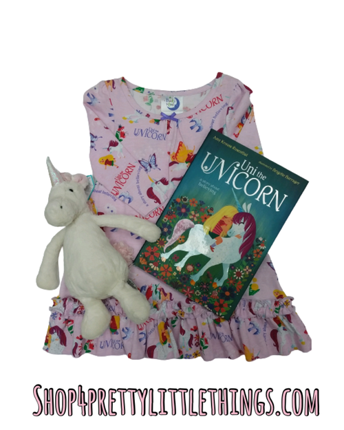 UNI THE UNICORN PAJAMA & BOOK SET, size 2T