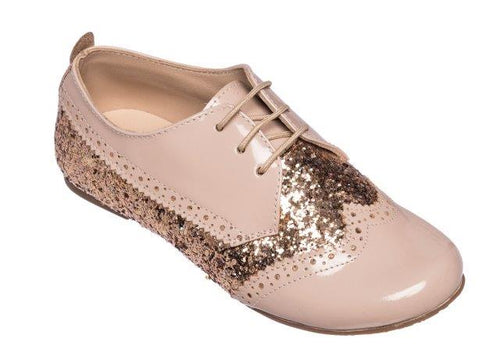 ELEPHANTITO WING TIP OXFORDS IN GLITTER ROSE