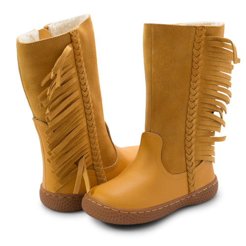 LIVIE & LUCA SONOMA LEATHER FRINGE BOOT IN BUTTERSCOTCH