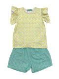 SAGE AND LILY LEMON GREEN GINGHAM PLEATED SHORT SET, 7898
