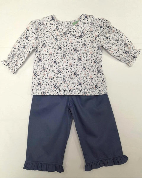 SL PINK FLORAL AND NAVY PANT SET