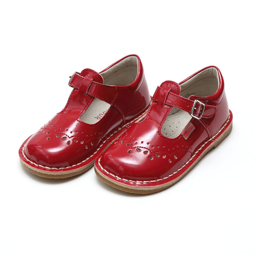 RUTHIE T-STRAP STITCH DOWN MARY JANE IN RED PATENT