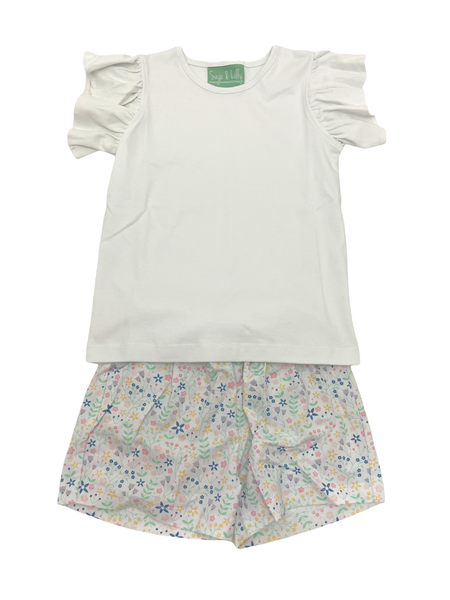 SAGE AND LILY TULIP SCALLOPED SHORT SET