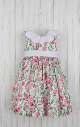 FLORAL PRINT TULIP DRESS WITH PETAL COLLAR BY LULI & ME