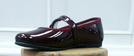 GEPPETTOS BURGANDY/BROWN LEATHER T-STRAP ORN MARY JANE #523BB