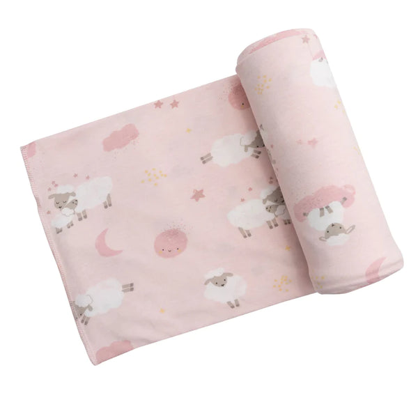 BABY SHEEP PINK SWADDLE BLANKET