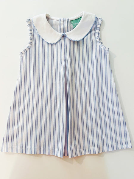 Blue and White Peter Pan Collar Dress