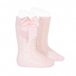 CROCHET KNEE SOCK WITH BOW IN WHITE #2519200